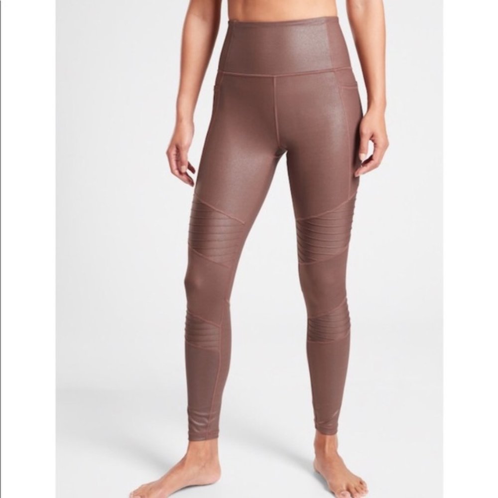NWT Athleta inclination moto shimmer tights / XL - Picture 1 of 5